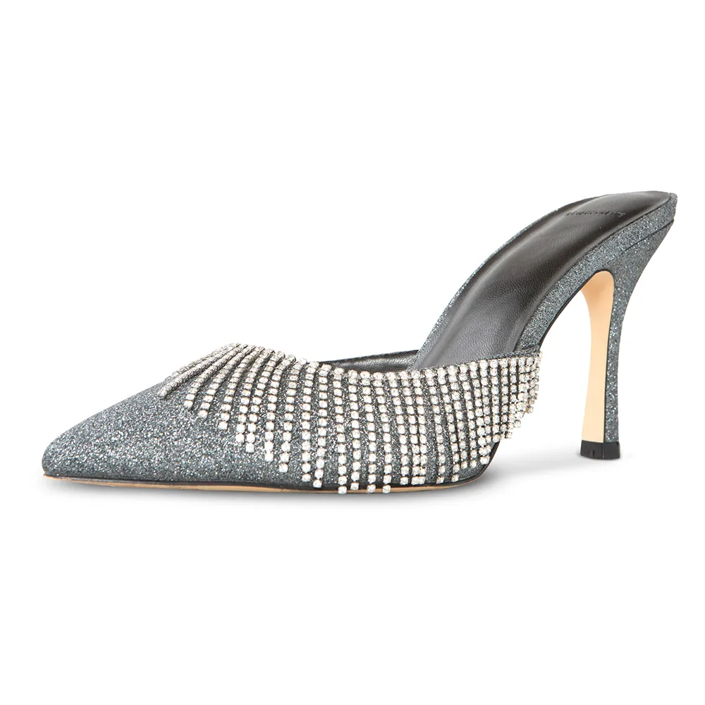 Catherine Vegan Pewter Silver Mules