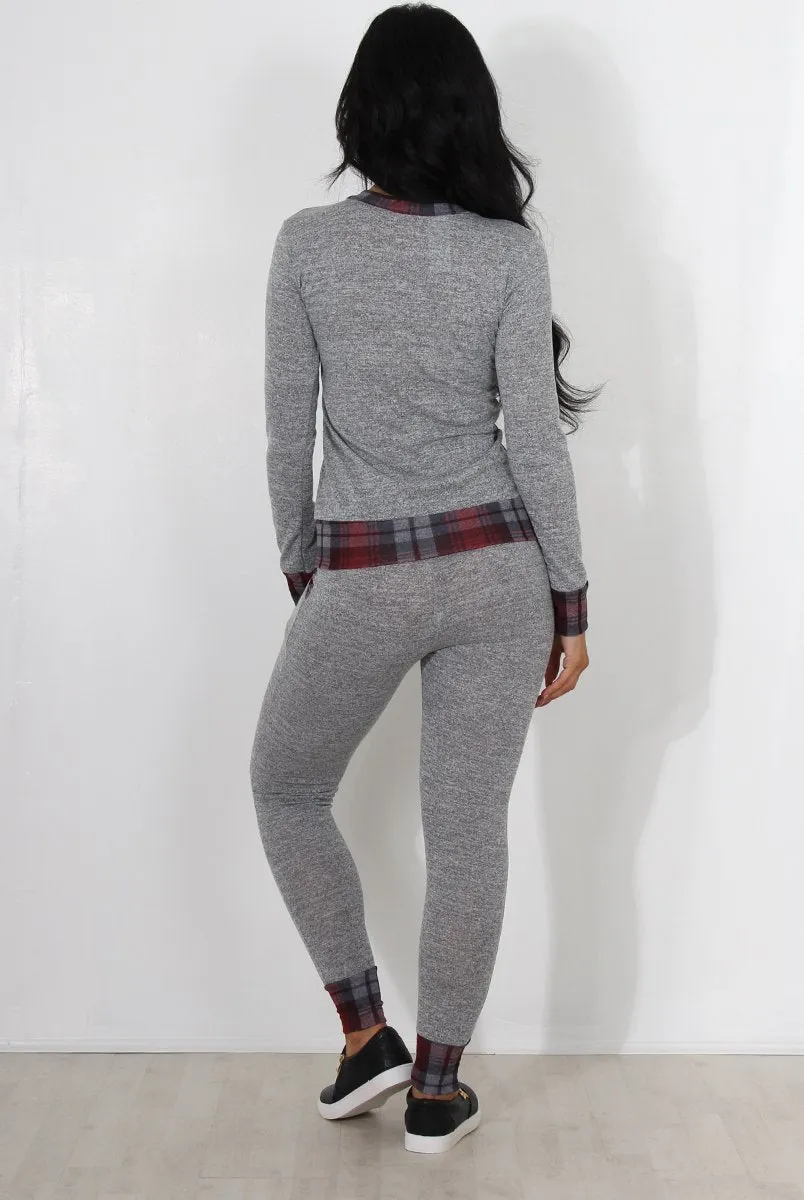 Cathie Grey Tartan Trim Loungewear