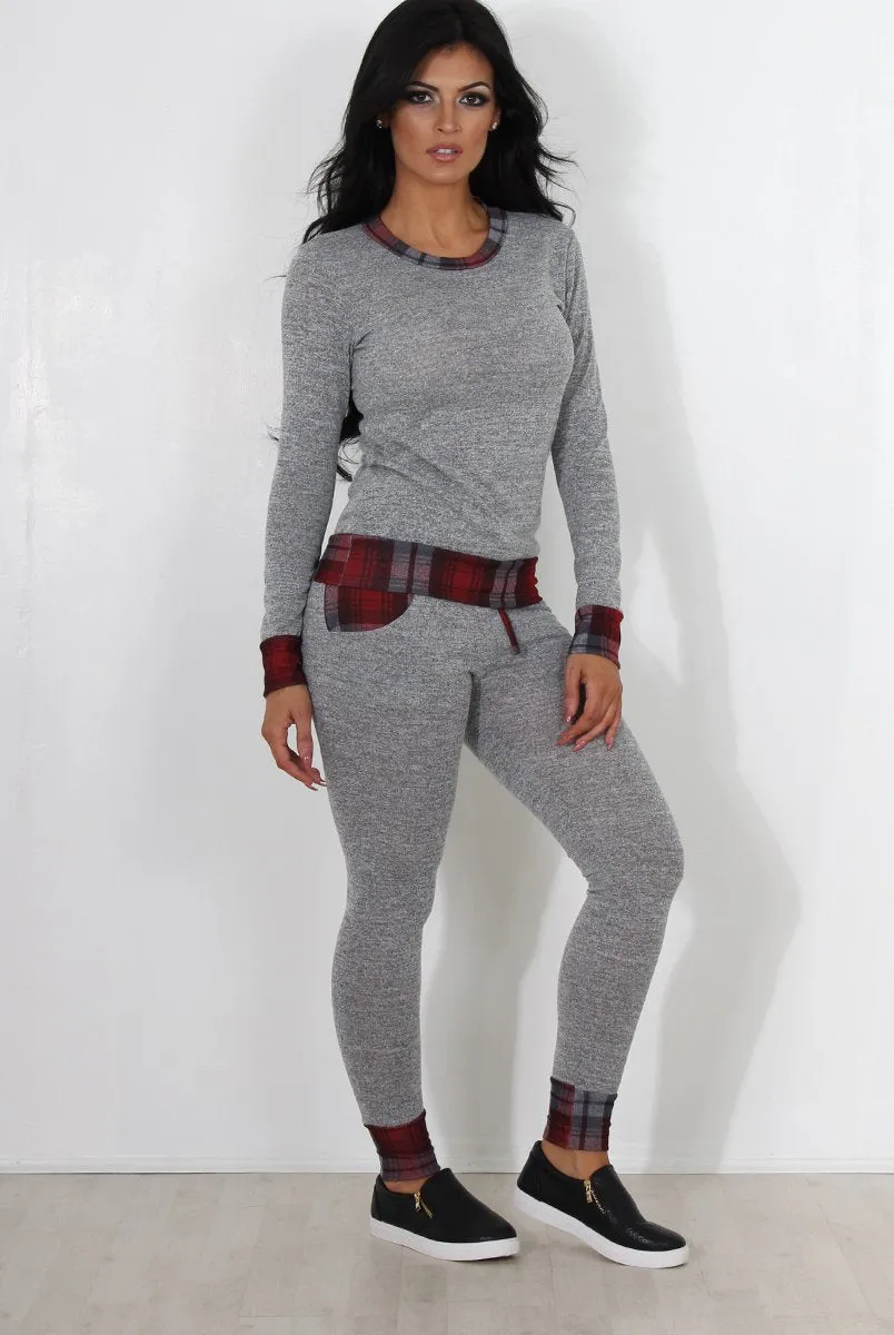 Cathie Grey Tartan Trim Loungewear