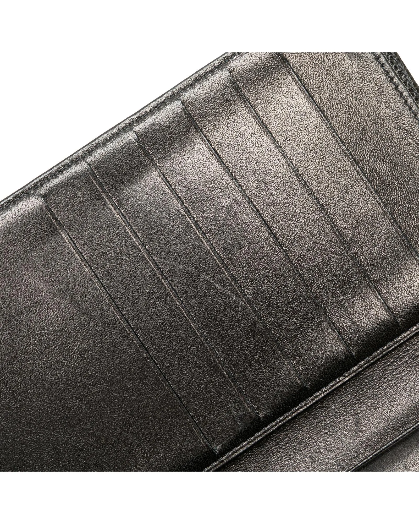 Caviar Leather Long Wallet with Coin Compartment and Slip Pockets