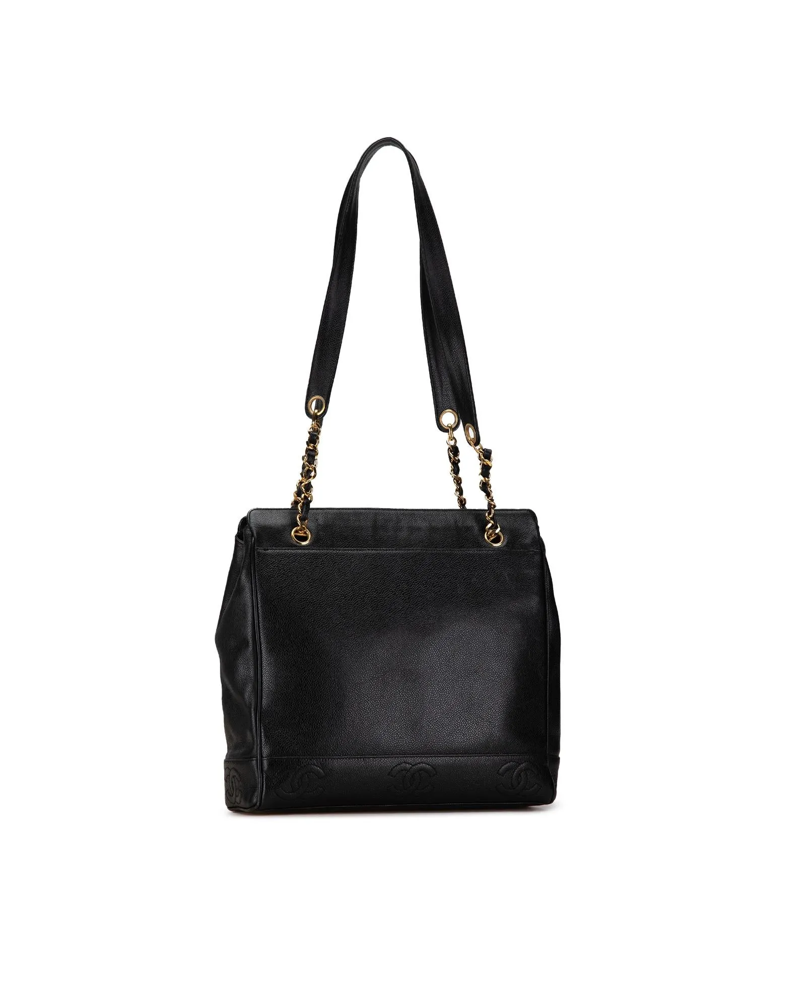 Caviar Leather Shoulder Bag with Chain Straps