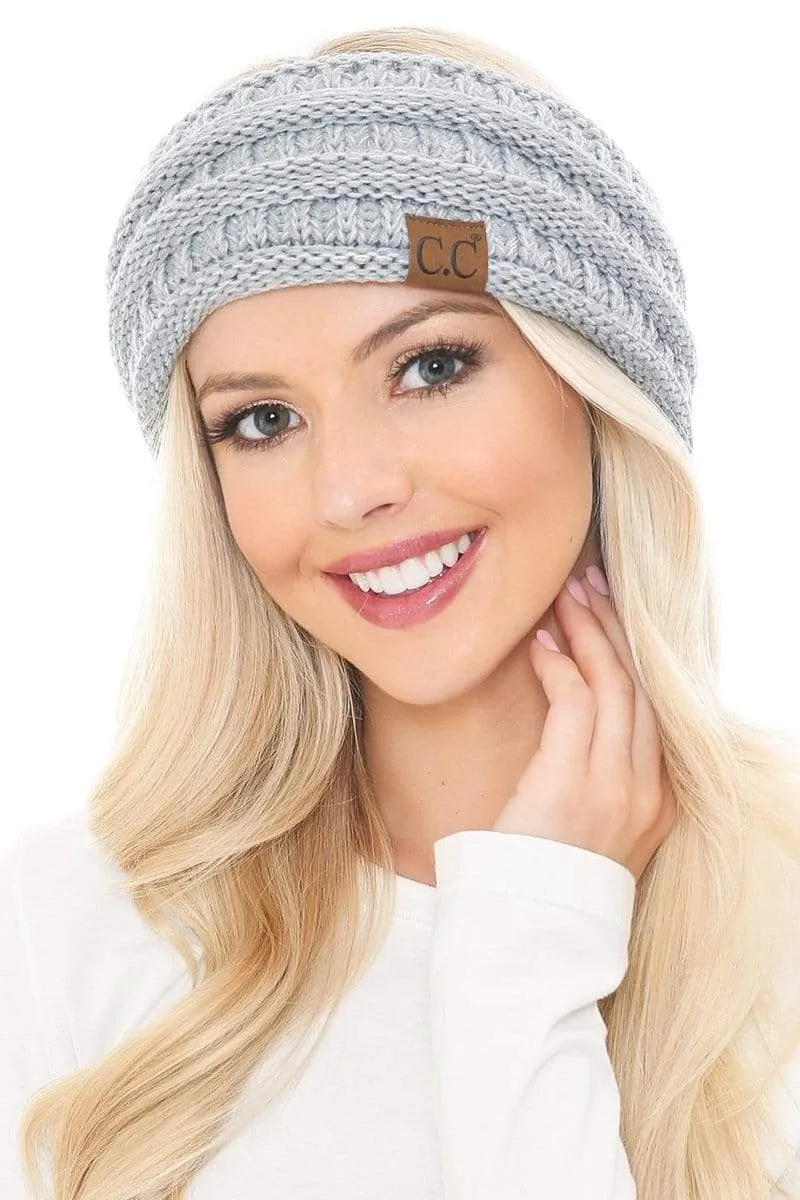 C.C HW826 - Soft Stretch Winter Warm Cable Knit Fuzzy Lined Ribbed Ear Warmer Headband