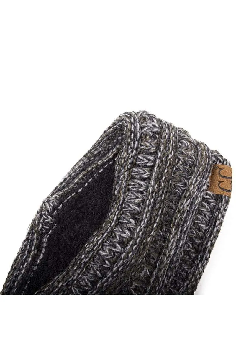 C.C HW826 - Soft Stretch Winter Warm Cable Knit Fuzzy Lined Ribbed Ear Warmer Headband