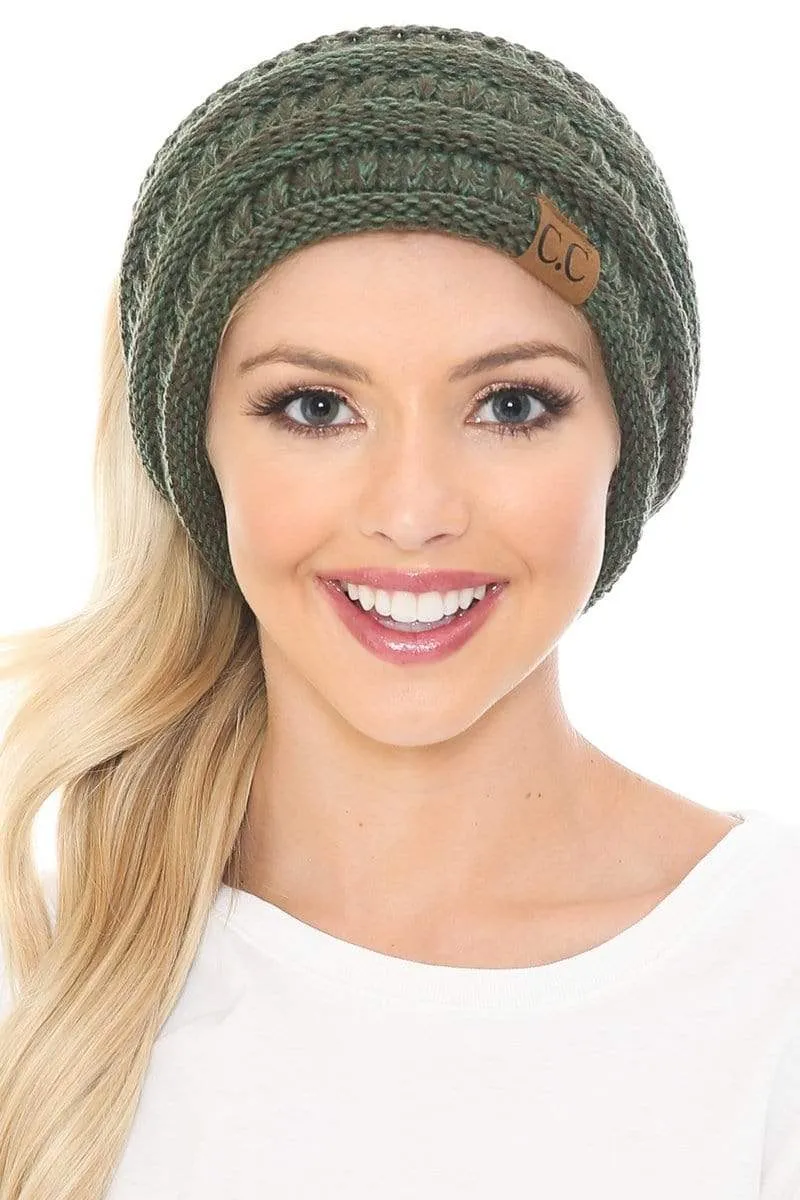 C.C HW826 - Soft Stretch Winter Warm Cable Knit Fuzzy Lined Ribbed Ear Warmer Headband