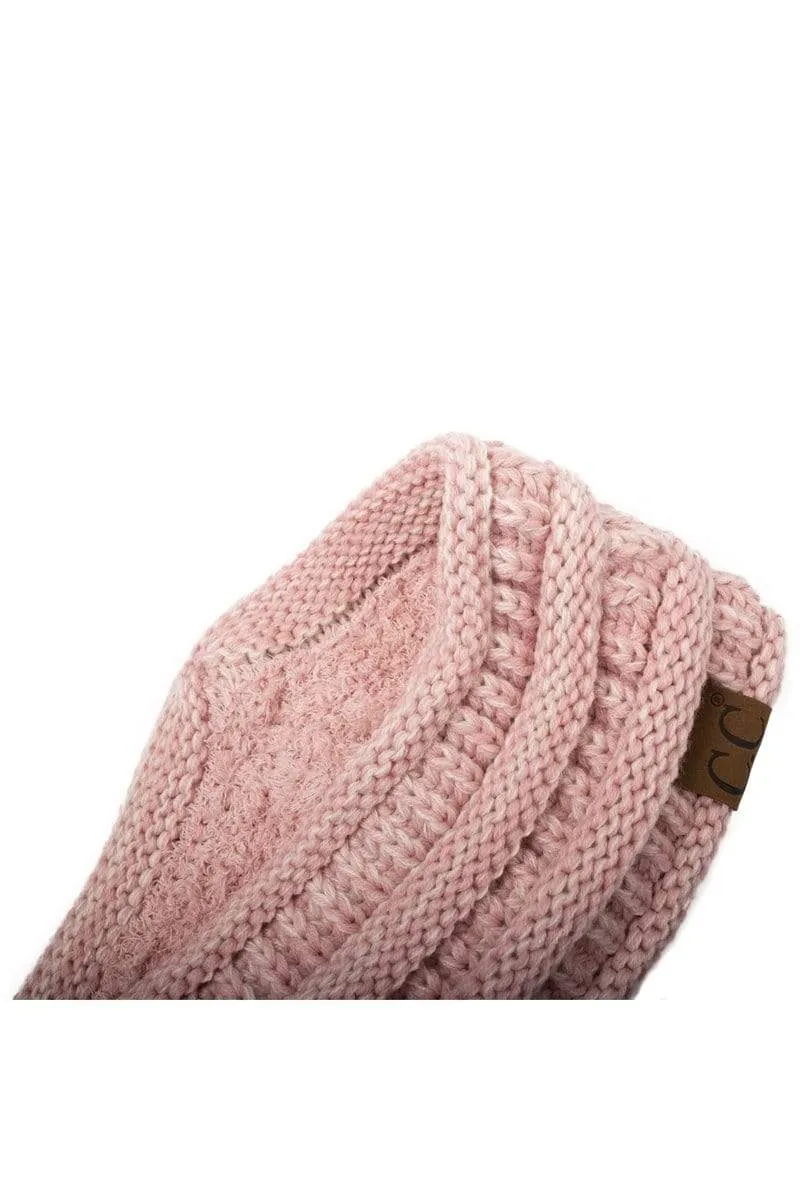 C.C HW826 - Soft Stretch Winter Warm Cable Knit Fuzzy Lined Ribbed Ear Warmer Headband