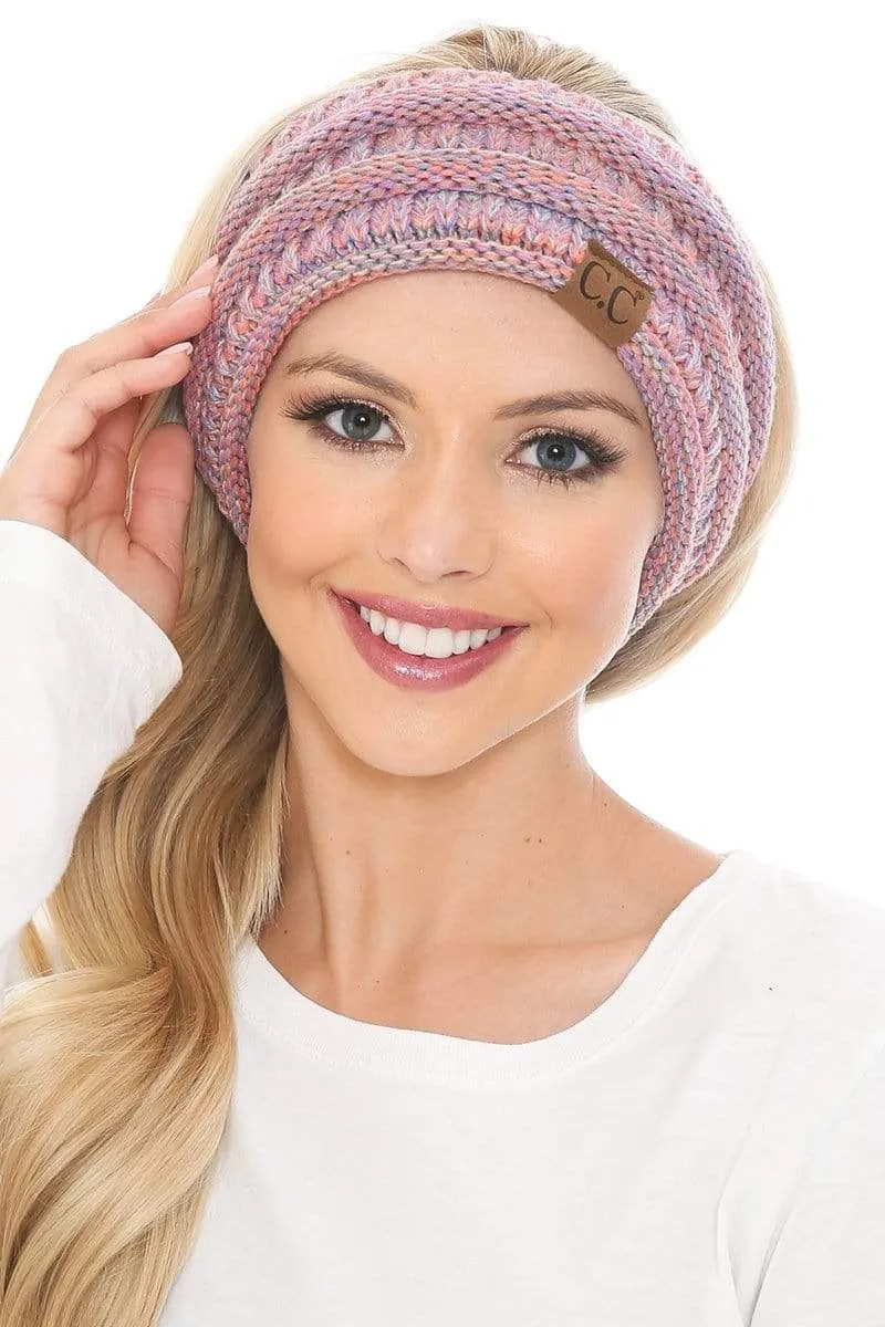 C.C HW826 - Soft Stretch Winter Warm Cable Knit Fuzzy Lined Ribbed Ear Warmer Headband