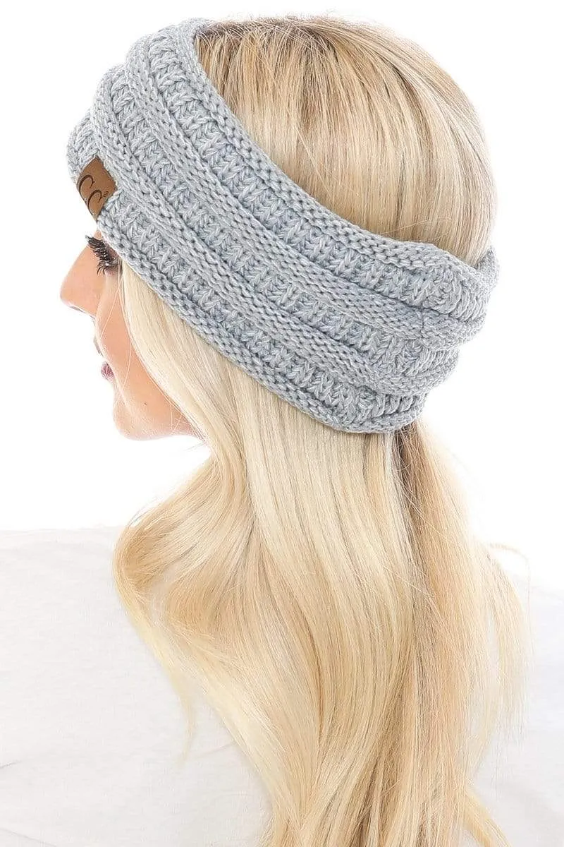 C.C HW826 - Soft Stretch Winter Warm Cable Knit Fuzzy Lined Ribbed Ear Warmer Headband