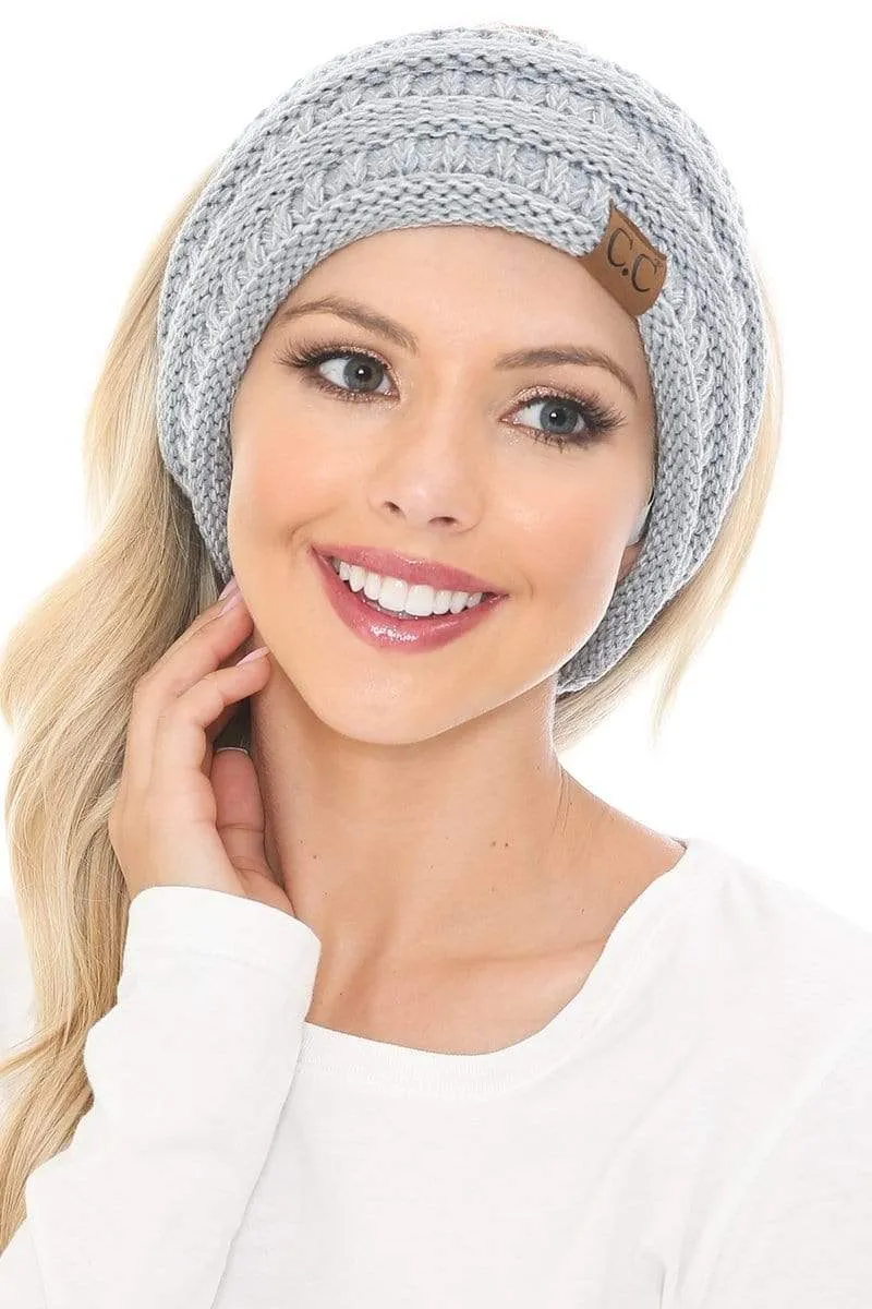 C.C HW826 - Soft Stretch Winter Warm Cable Knit Fuzzy Lined Ribbed Ear Warmer Headband