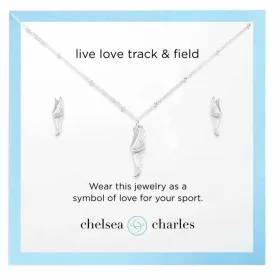 CC Sport Silver Track and Field Necklace and Earrings Gift Set