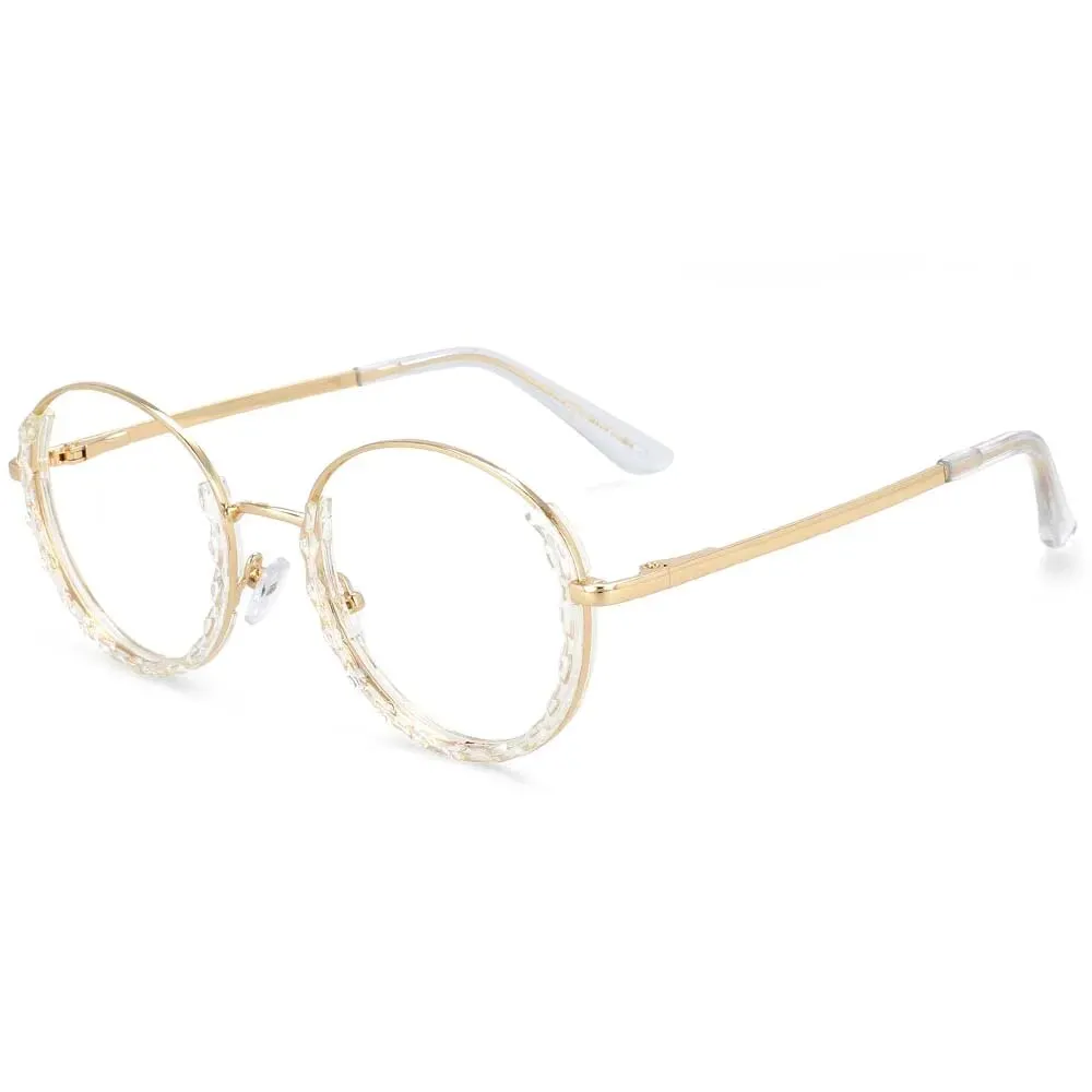 CCspace Women's Full Rim Round Hyperopic Alloy  Reading Glasses R51012