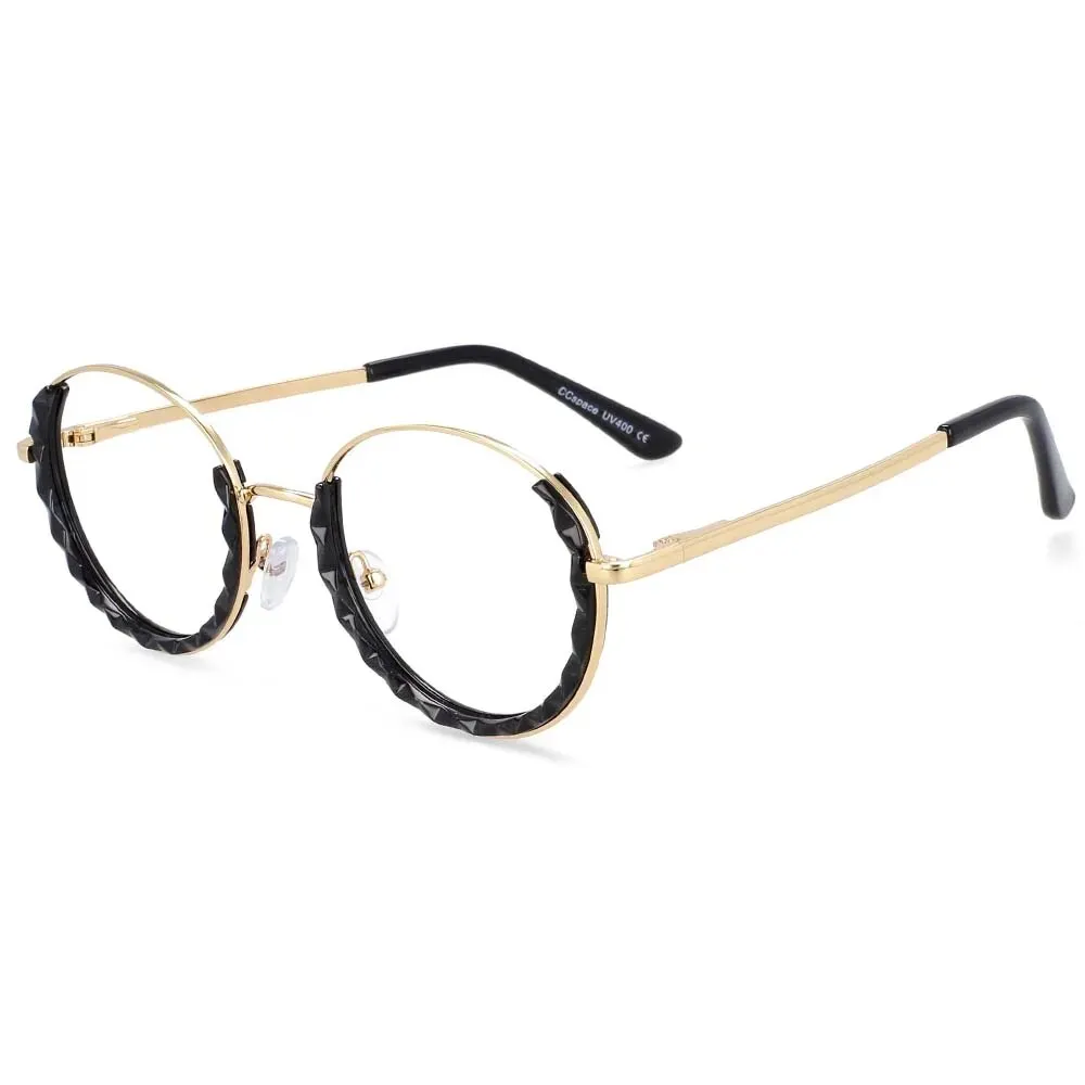 CCspace Women's Full Rim Round Hyperopic Alloy  Reading Glasses R51012