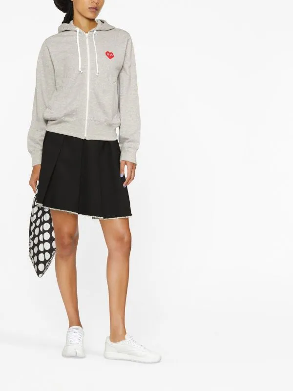 CDG Play x Invader Womens Grey Zipped Hoodie - Pixelated Heart