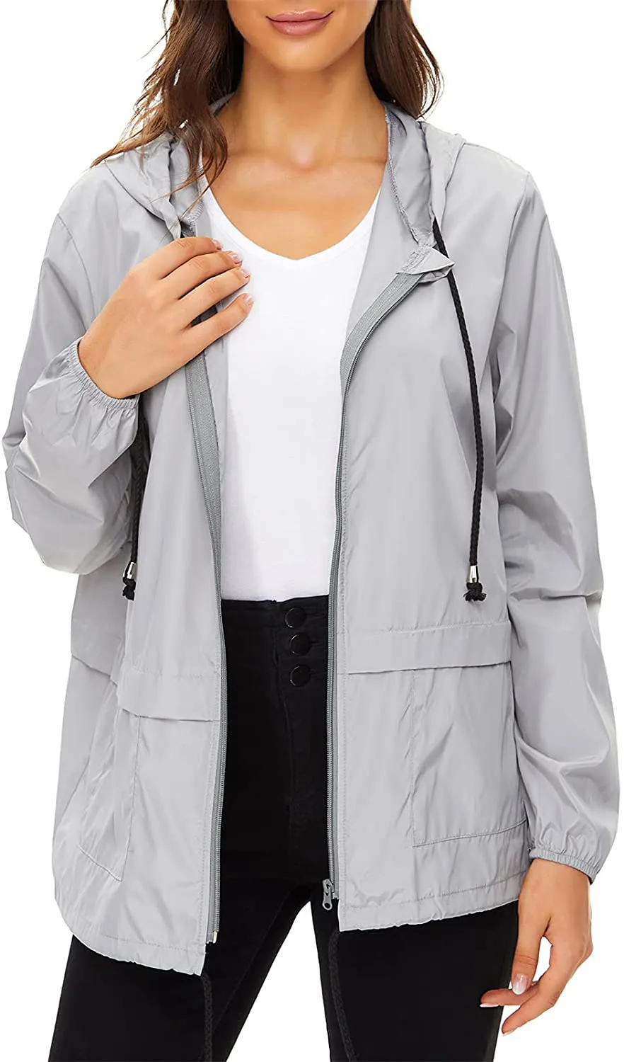 Century Star Plus Size Rain Jackets for Women Waterproof Windbreaker Lightweight Rain Coats with Hood Packable