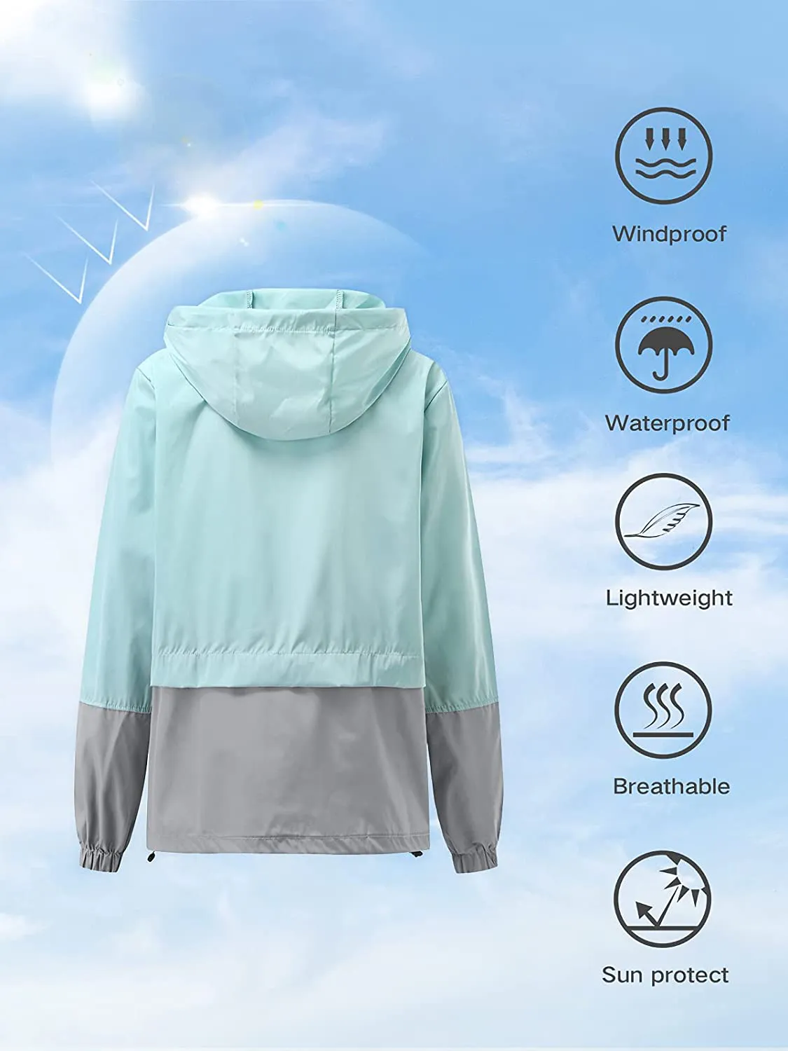 Century Star Plus Size Rain Jackets for Women Waterproof Windbreaker Lightweight Rain Coats with Hood Packable