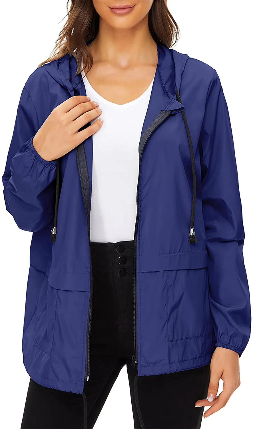 Century Star Plus Size Rain Jackets for Women Waterproof Windbreaker Lightweight Rain Coats with Hood Packable