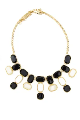 CERAM & BLACK STONES NECKLACE