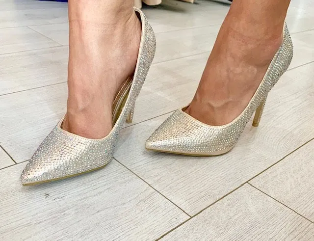 Champagne gold diamanté stiletto heels