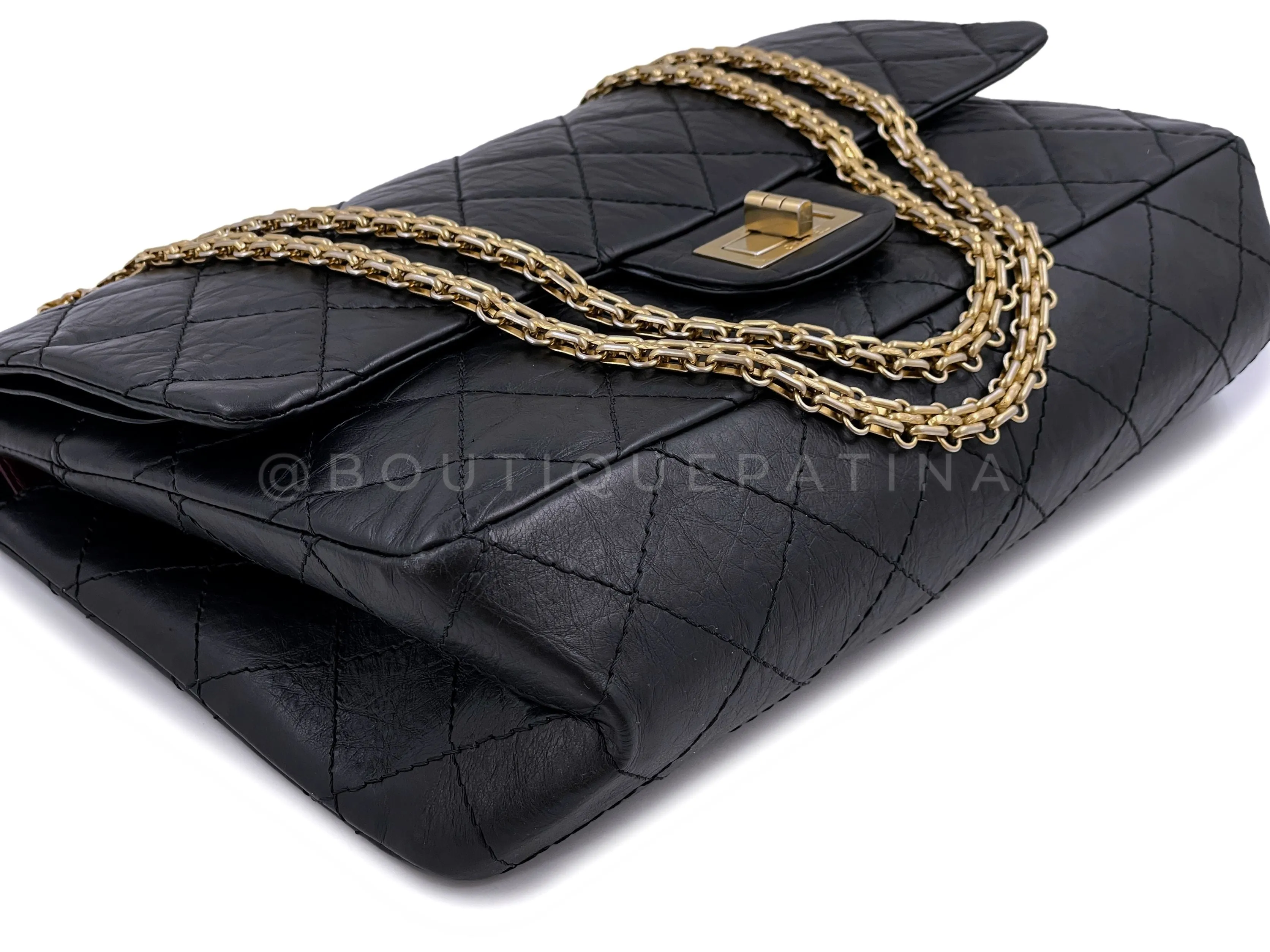 Chanel 2009 Black Aged Calfskin Reissue Large 227 2.55 Flap Bag GHW