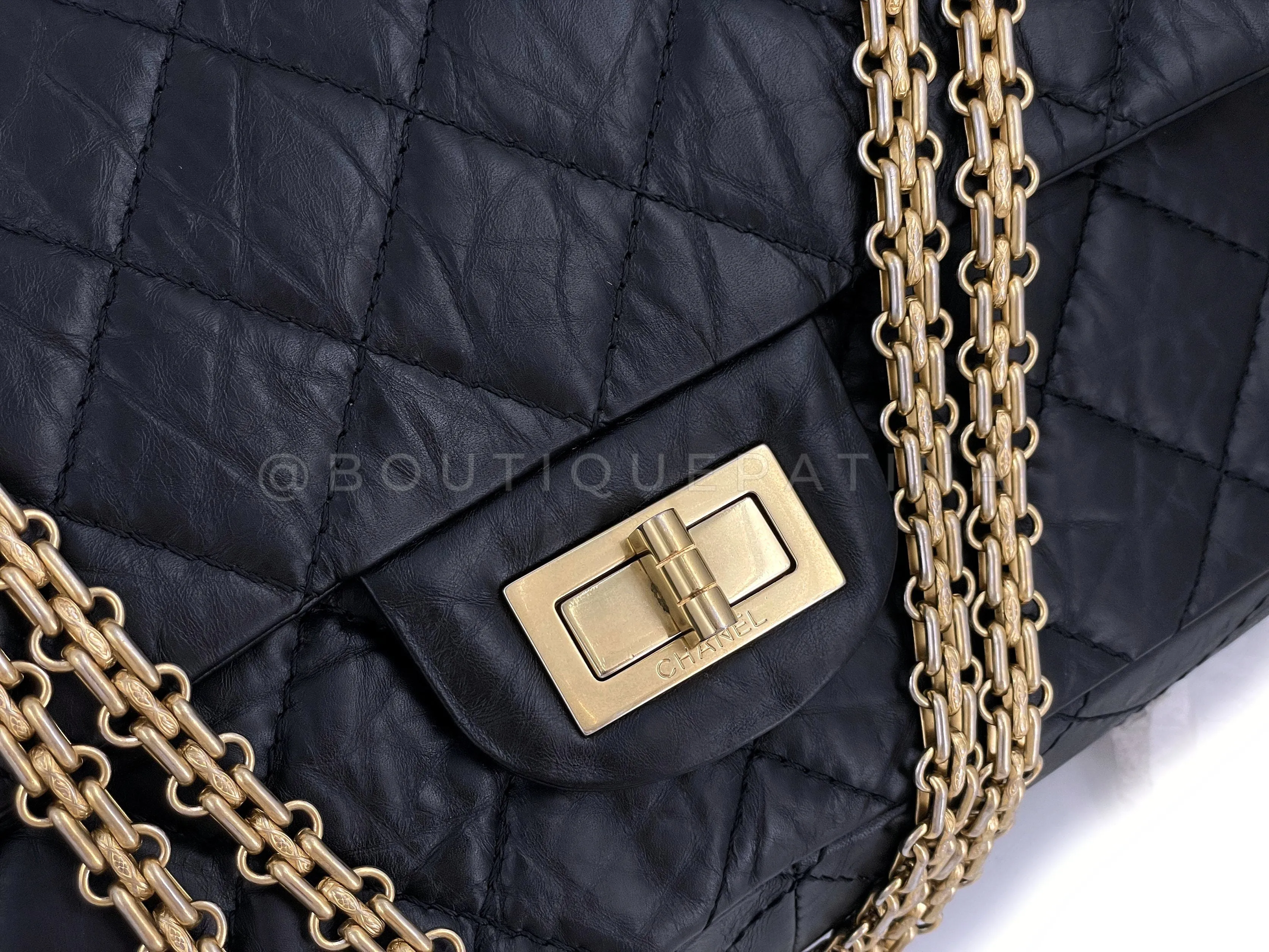 Chanel Black Aged Calfskin Reissue Large 227 2.55 Flap Bag GHW