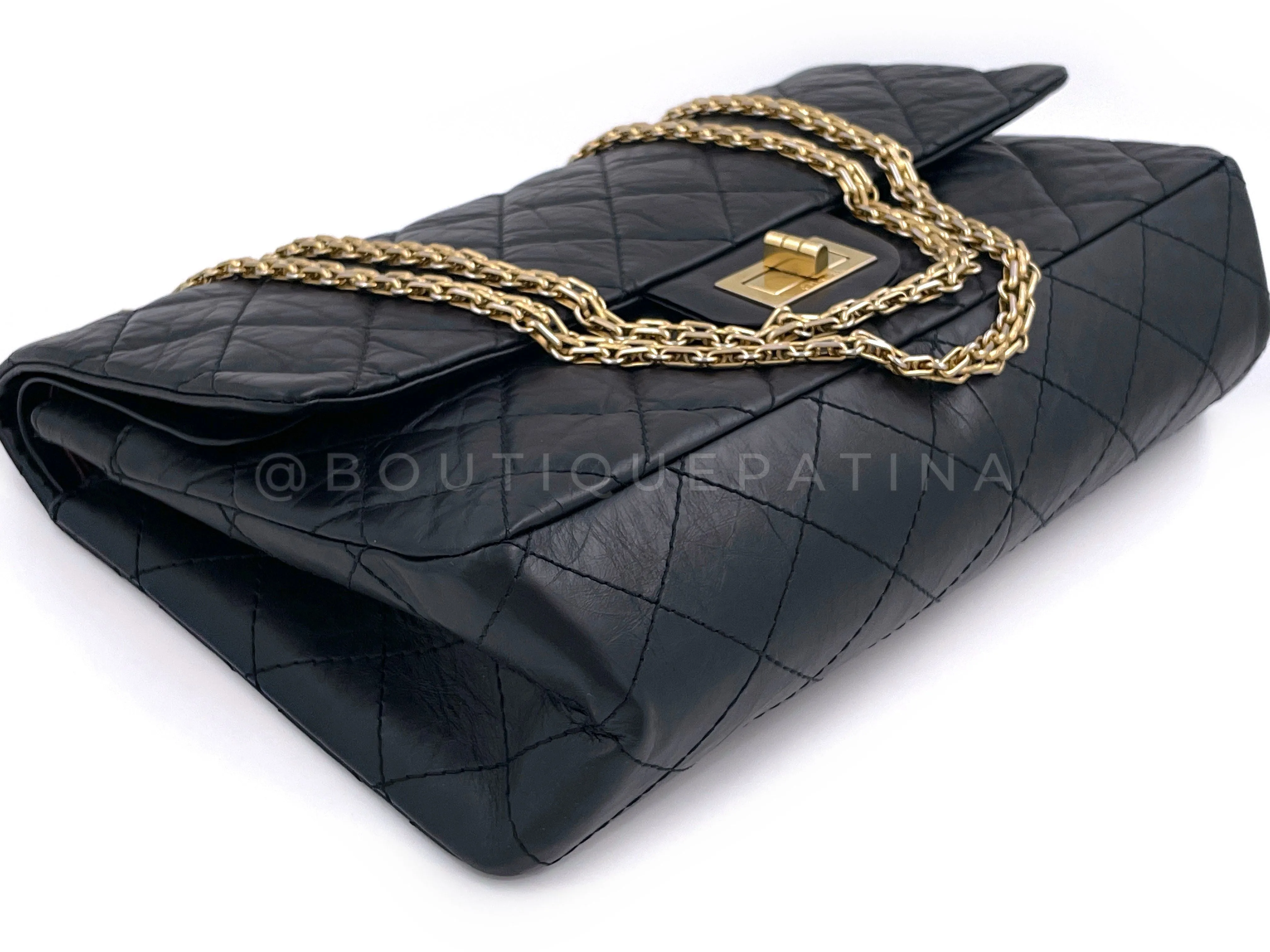 Chanel Black Aged Calfskin Reissue Large 227 2.55 Flap Bag GHW