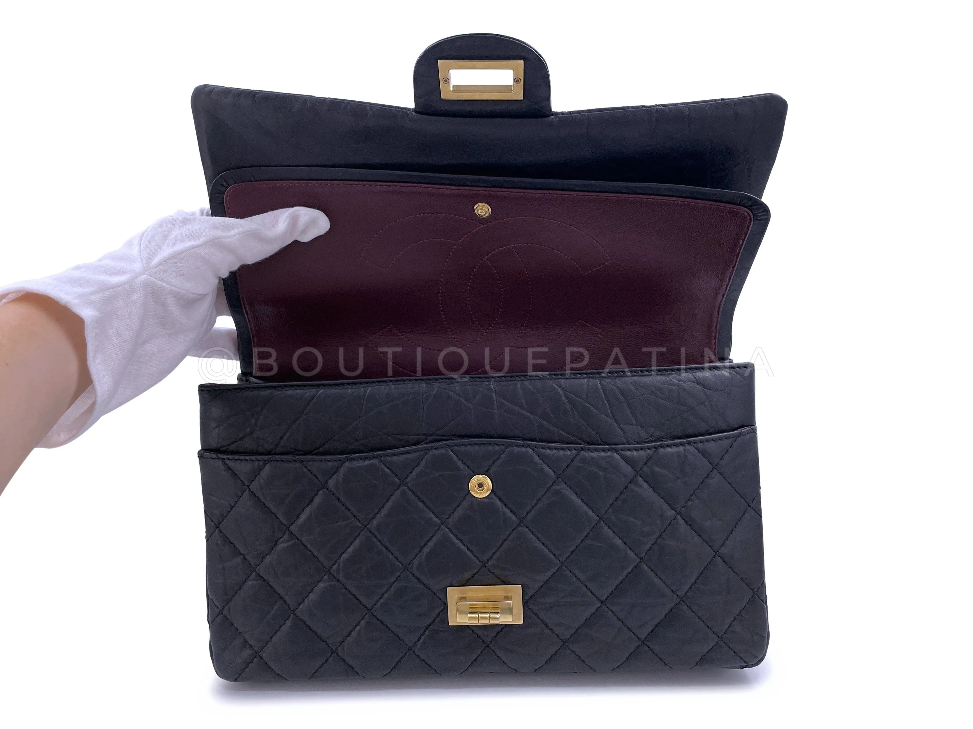 Chanel Black Aged Calfskin Reissue Large 227 2.55 Flap Bag GHW