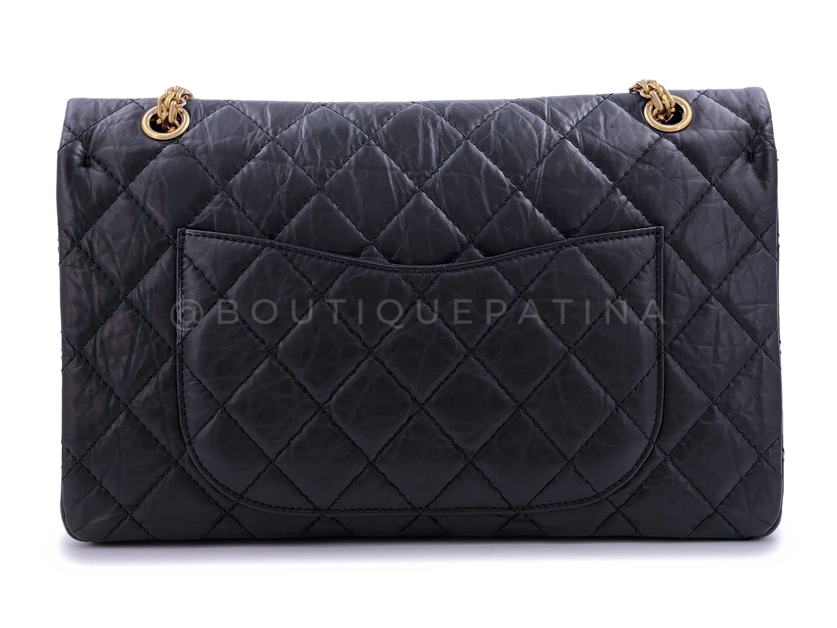 Chanel Black Aged Calfskin Reissue Large 227 2.55 Flap Bag GHW