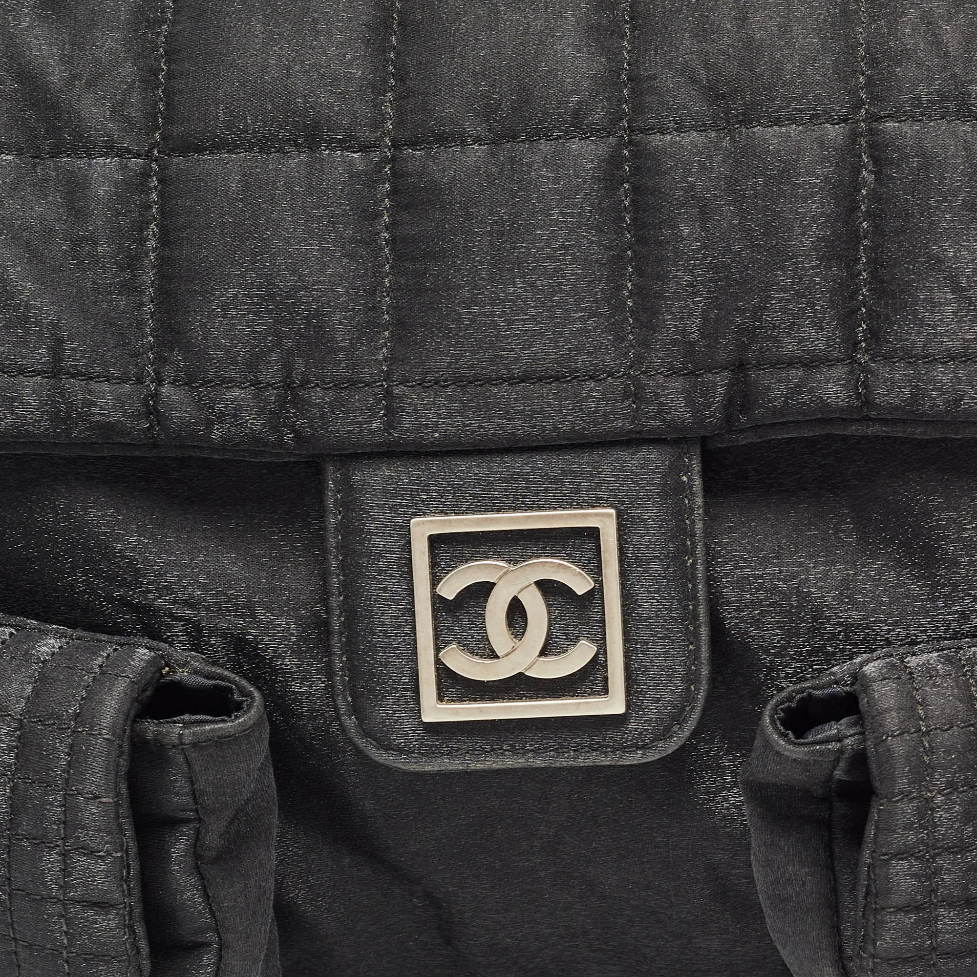 CHANEL Black Cube Quilted Nylon Sports Ligne Messenger Bag