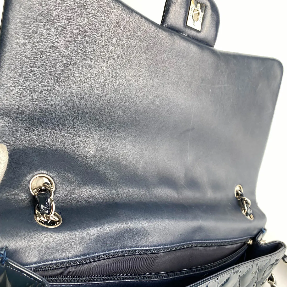 Chanel Classic Flap Maxi Patent Bag Navy