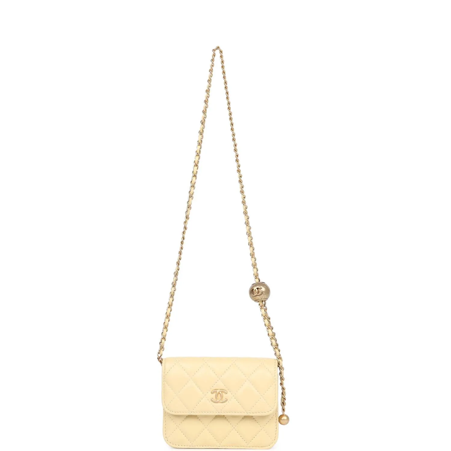 Chanel Mini Pearl Crush Belt Bag Light Yellow Lambskin Aged Gold Hardware