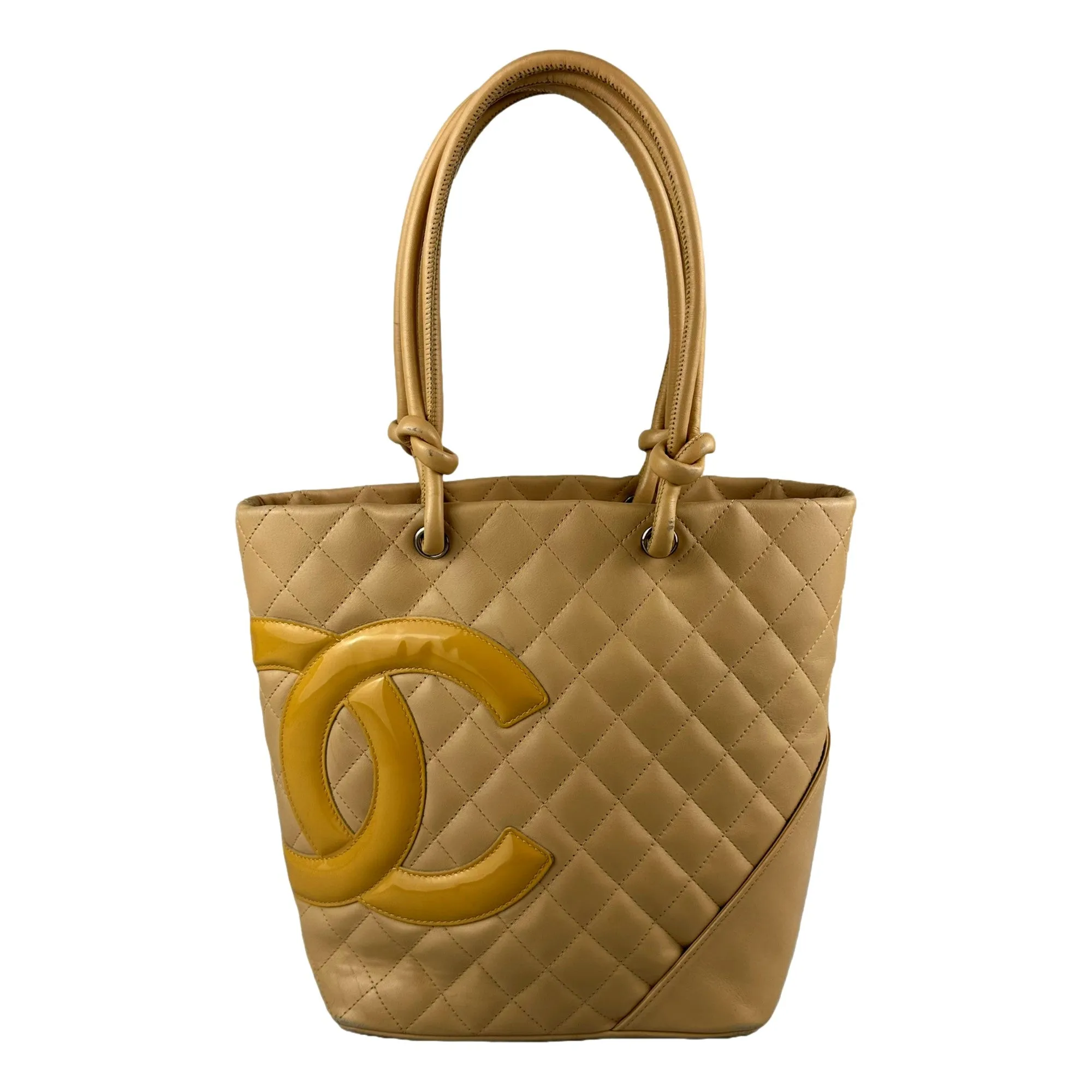 Chanel Tote Bag Cambon Beige Quilted Lambskin Leather