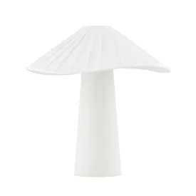 Chanterelle Table Lamp Natural Linen with Patina Brass Accents