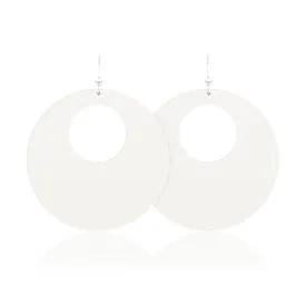 Chantilly White Revolve Leather Earrings