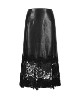 Chantira Vegan Leather Guipure Combo Skirt