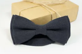 Charcoal wedding bow ties | Charcoal linen bow ties for men and kids