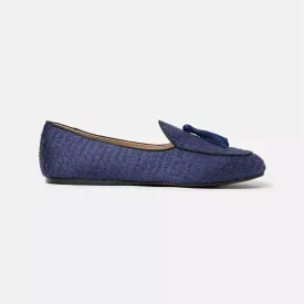 Charles Philip Silk Fabric Tassel Loafers in Erben Blue