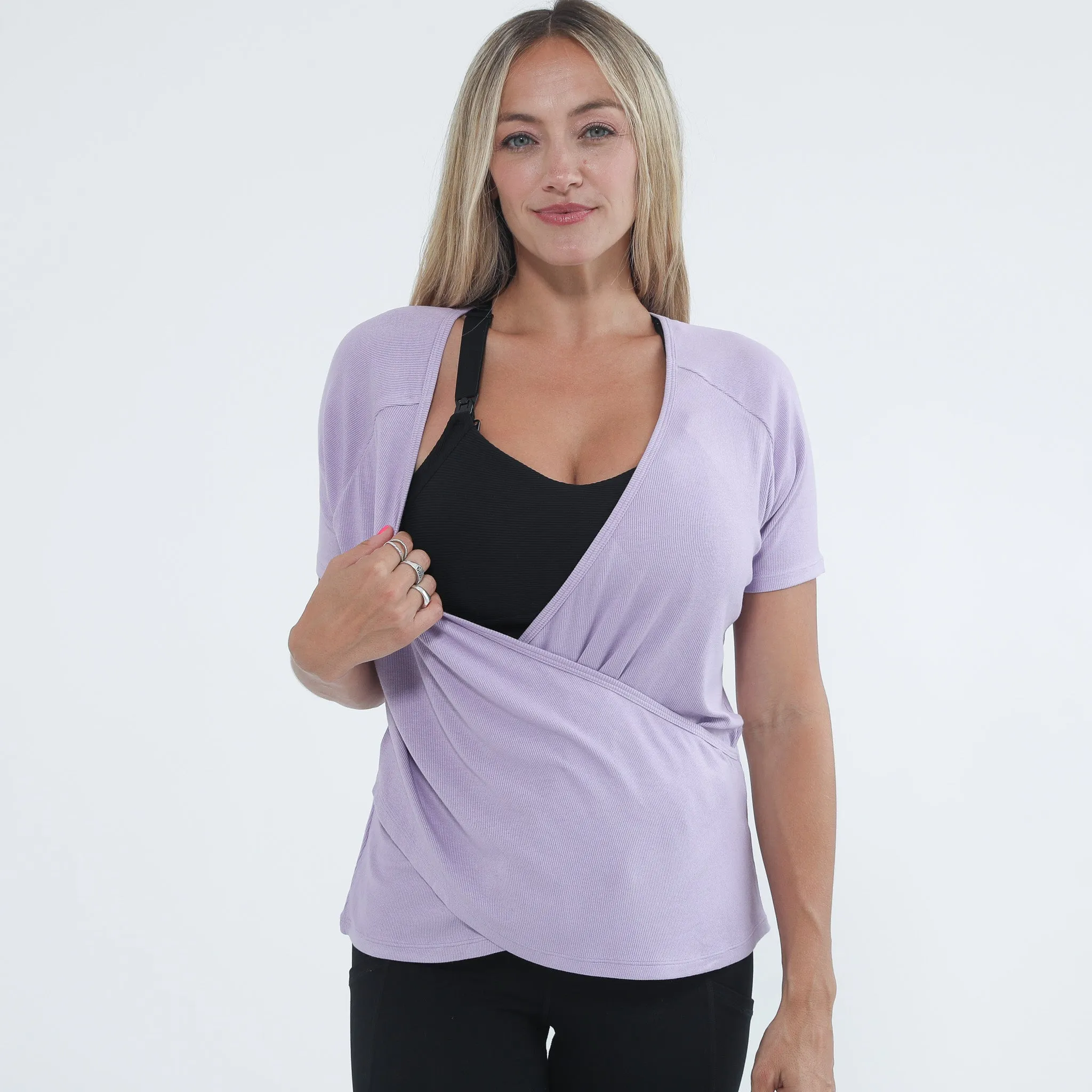 Charlotte Two-Way Nursing Wrap - Short Sleeve (Lilac)