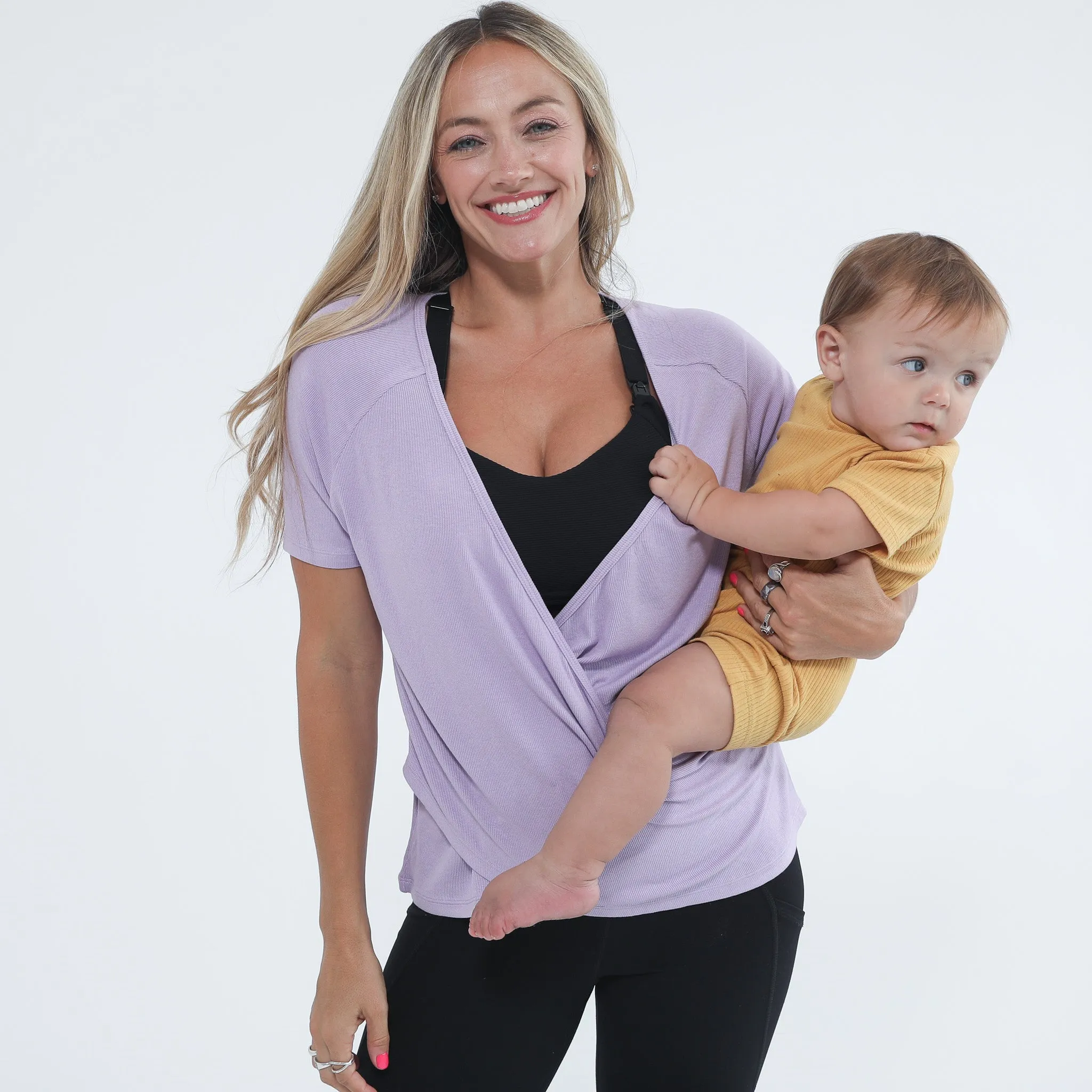 Charlotte Two-Way Nursing Wrap - Short Sleeve (Lilac)