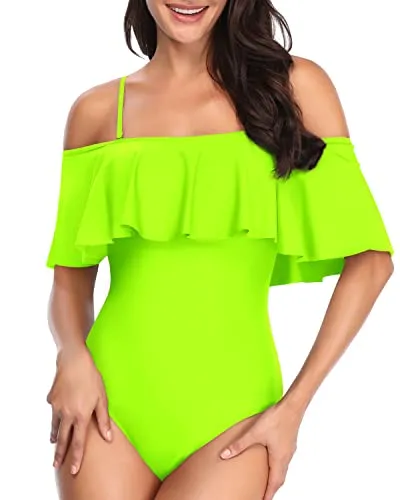 Charming Long Torso Ruffle One Piece Swimsuits-Neon Yellow