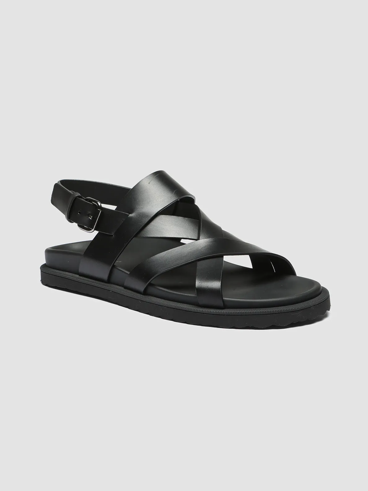 CHARRAT 002 - Black Leather Sandals