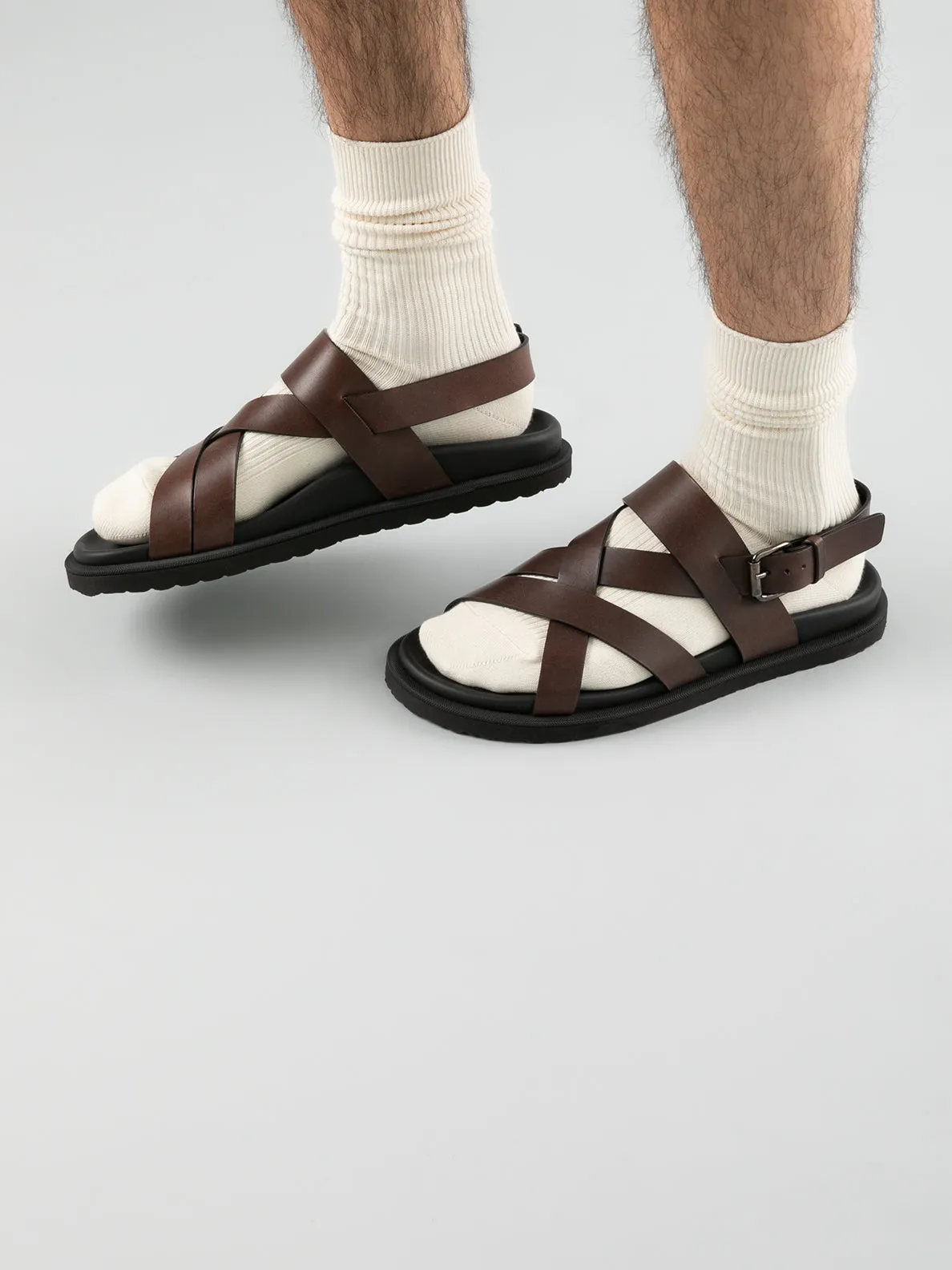 CHARRAT 002 - Brown Leather Sandals