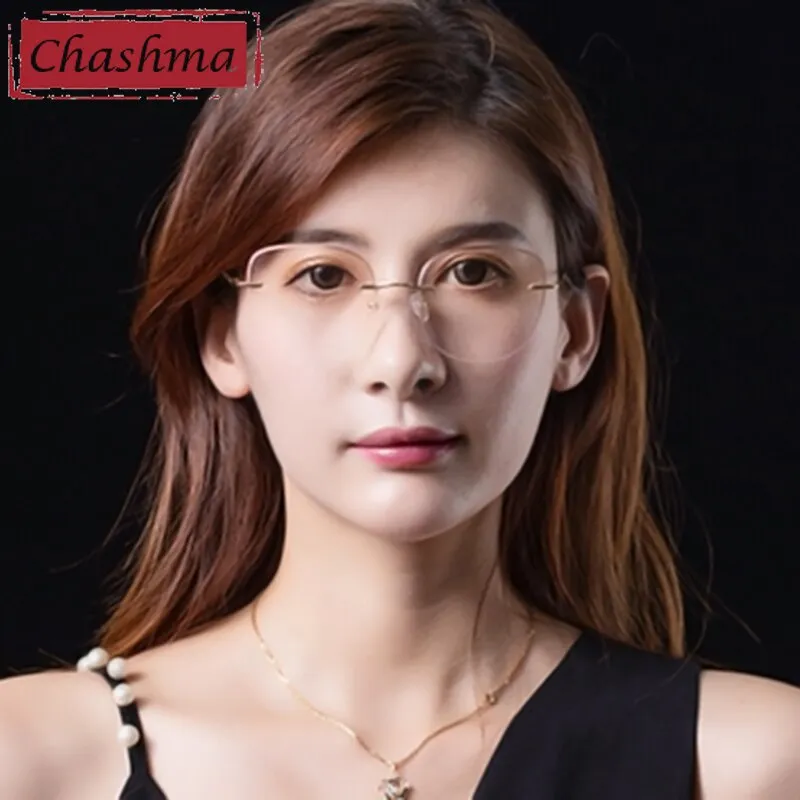 Chashma Unisex Rimless Square Titanium Eyeglasses 632m19