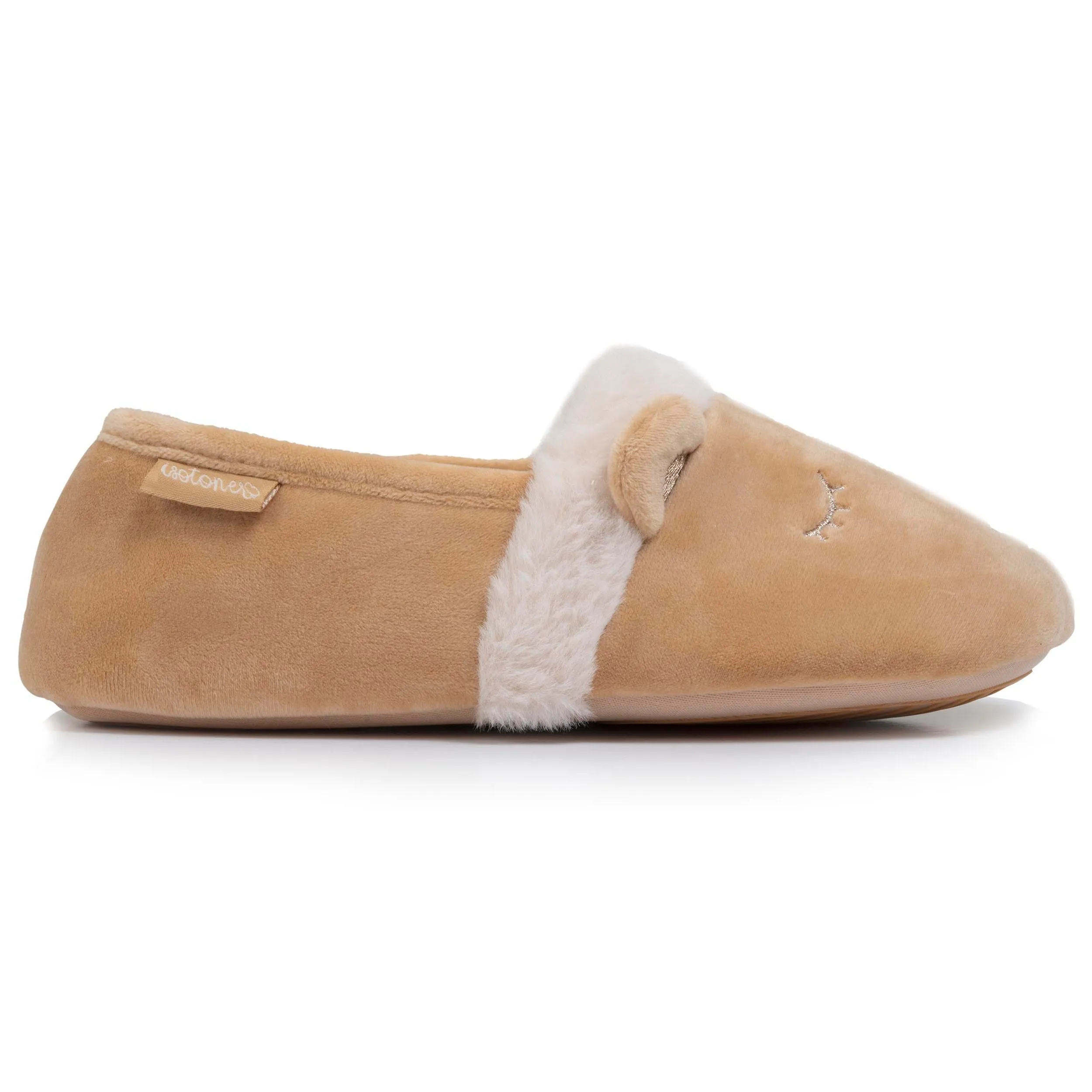 Chausson slippers Femme 3D microvelours Beige