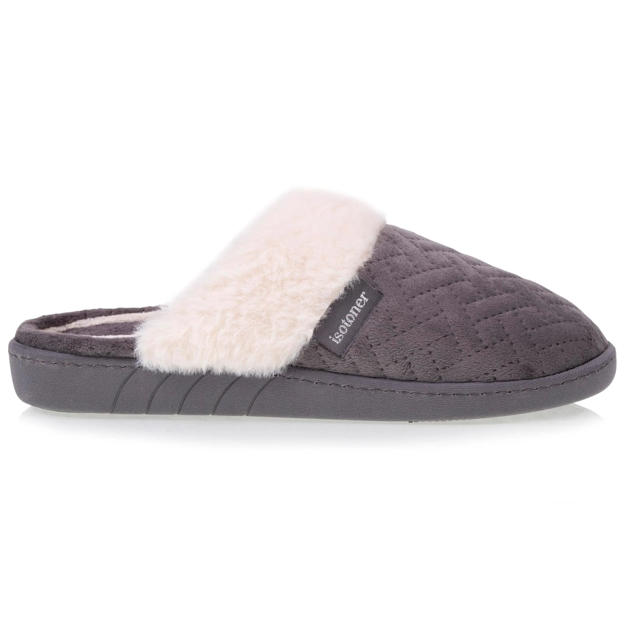 Chaussons mules Femme Gris matelassé