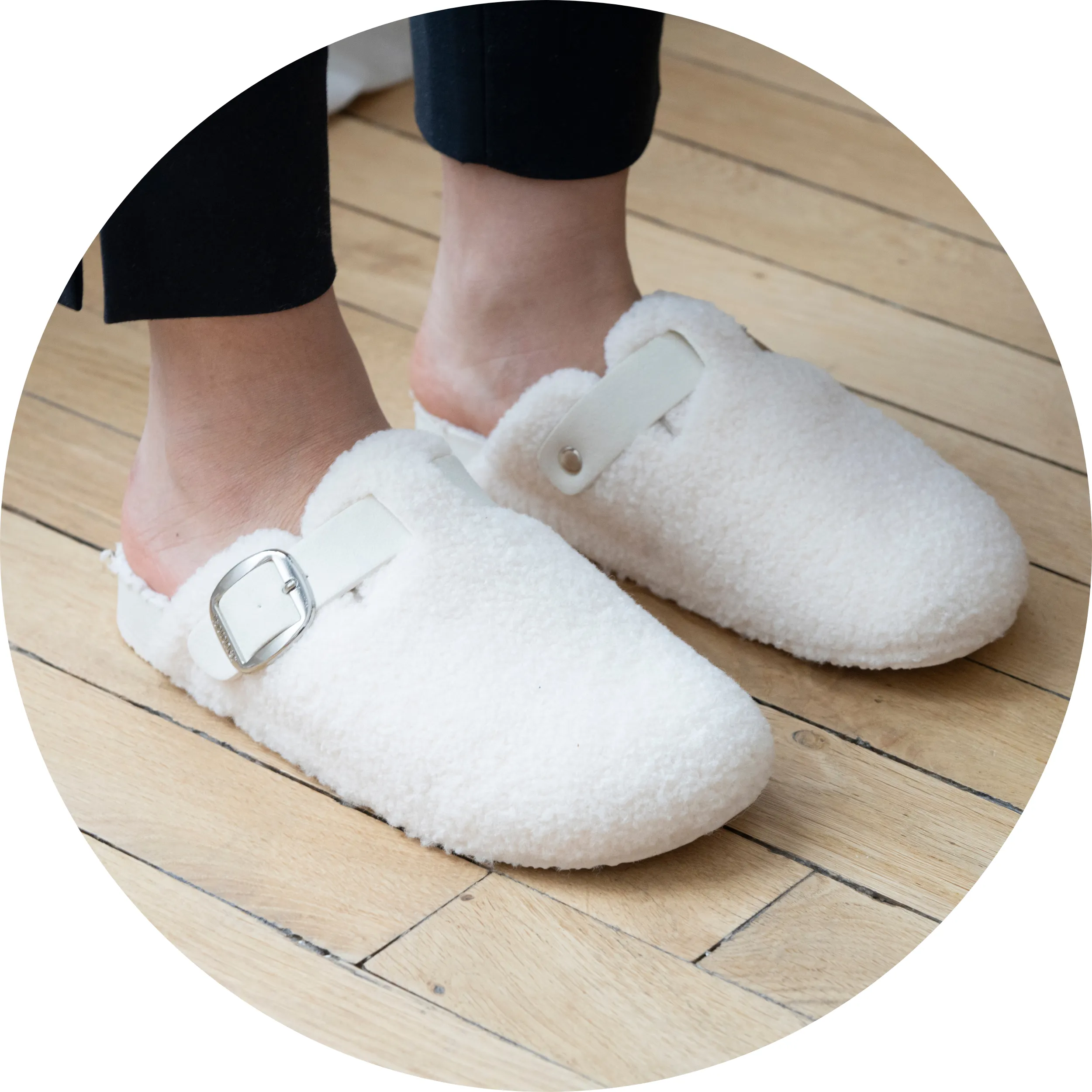 Chaussons mules Femme Sherpa Ivoire