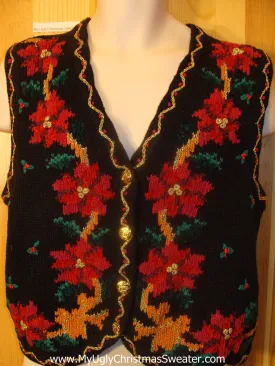 Cheap Funny Christmas Sweater Vest with Poinsettias