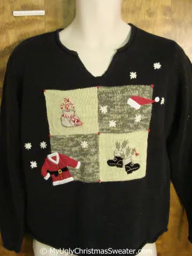 Cheap Tacky Christmas Sweater with Santas Clothes