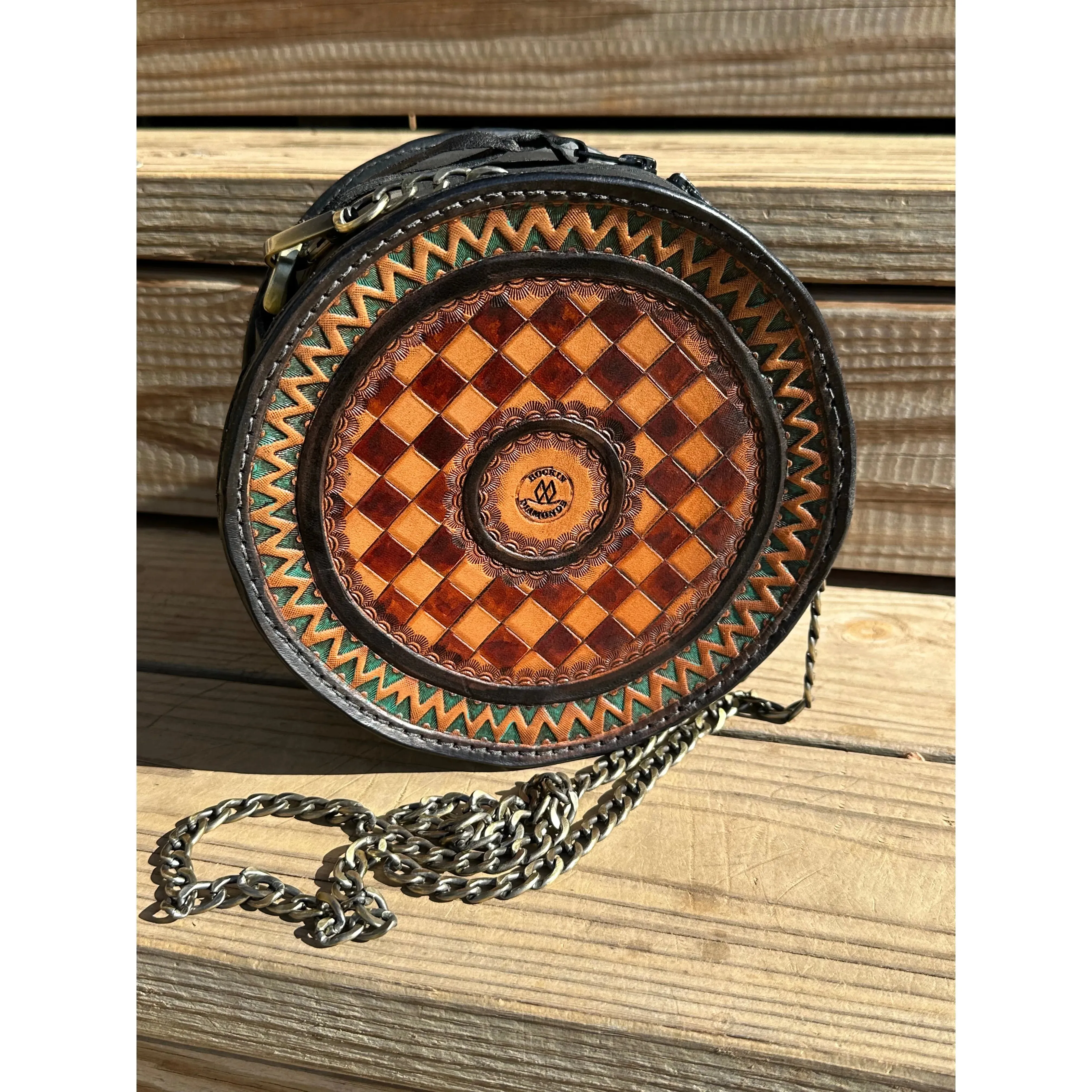 Checker Round Purse