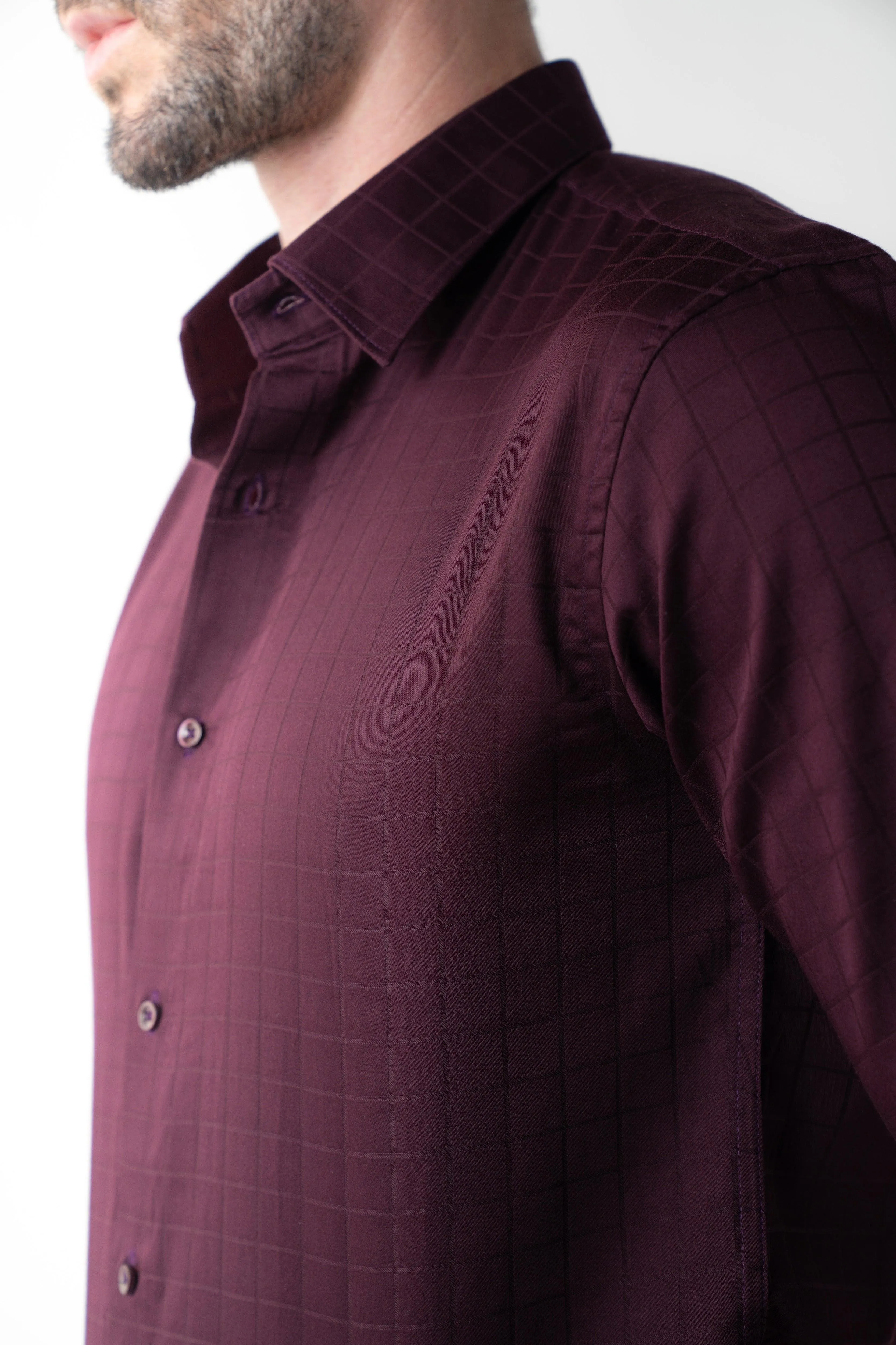 CheckMate Giza Satin Dark Wine Shirt