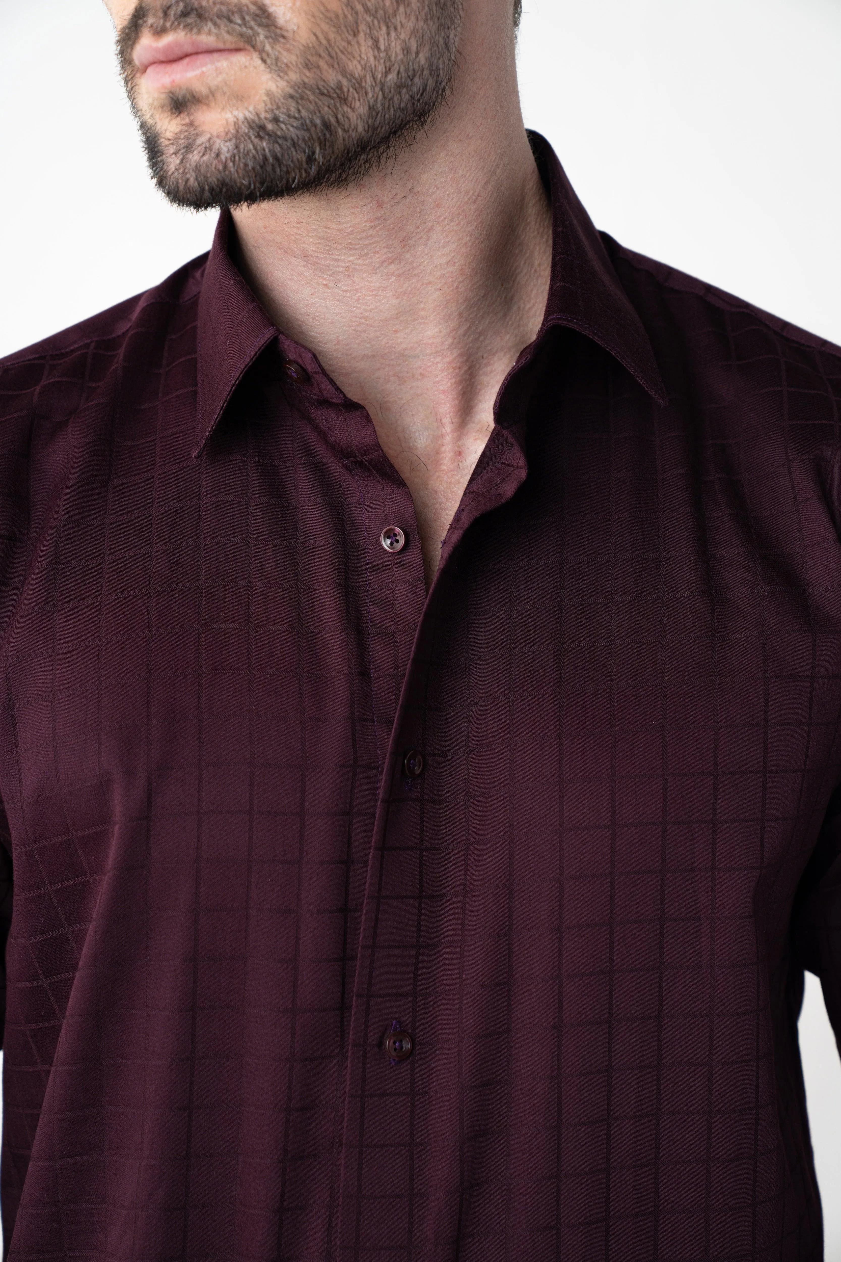 CheckMate Giza Satin Dark Wine Shirt