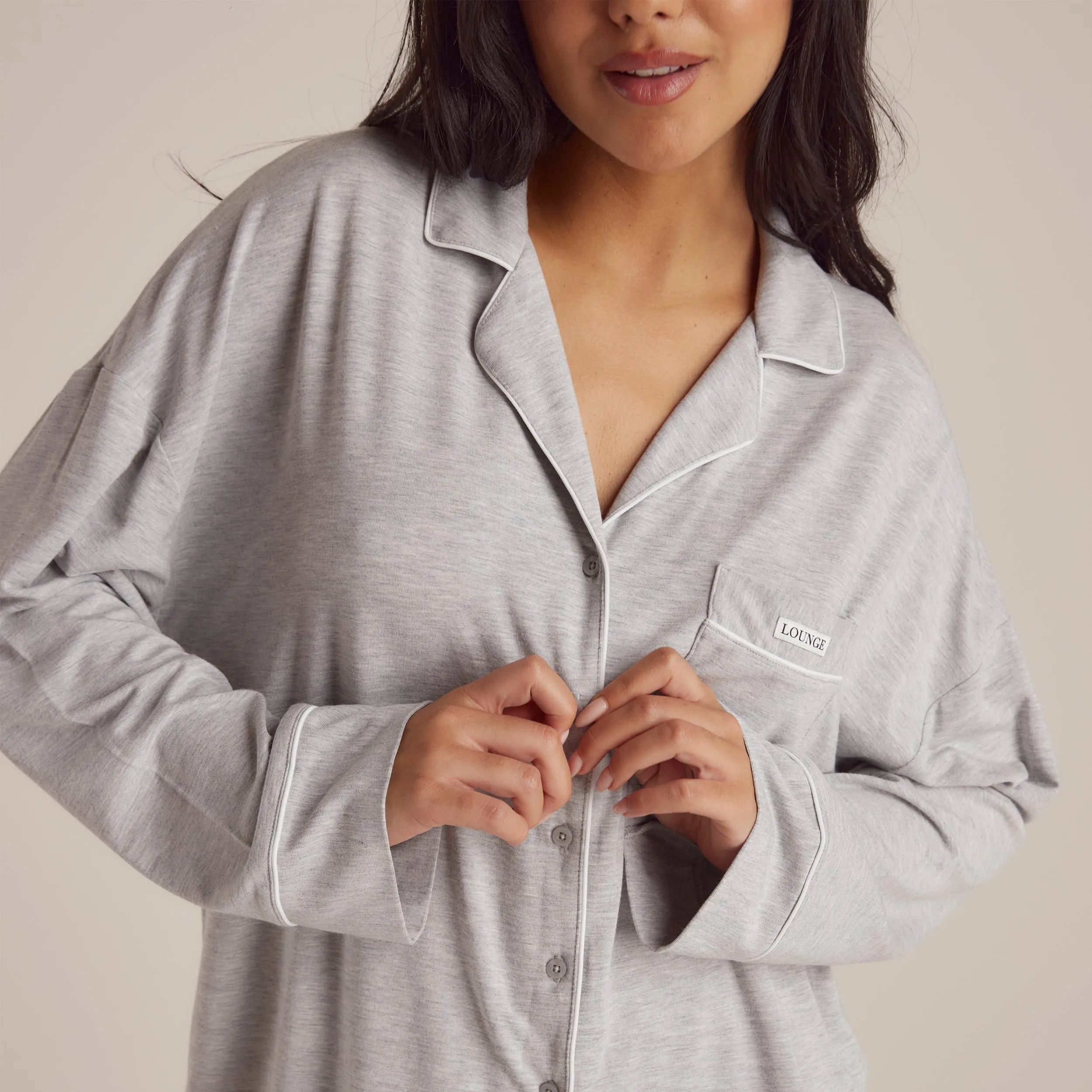 Chemise de Pyjama en Modal - Gris Chiné